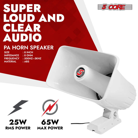 5Core Indoor Outdoor PA Horn Speaker 8 x 5 Inch Loud PA System 8 Ohm 65W Loud Siren Audio-1