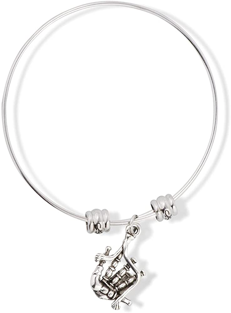 Bag Pipes Scottish Musical Instrument Fancy Charm Bangle-0