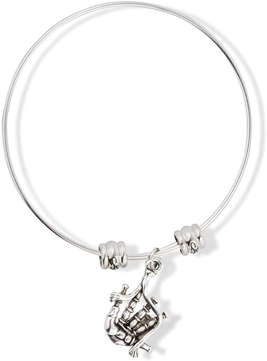 Bag Pipes Scottish Musical Instrument Fancy Charm Bangle-0