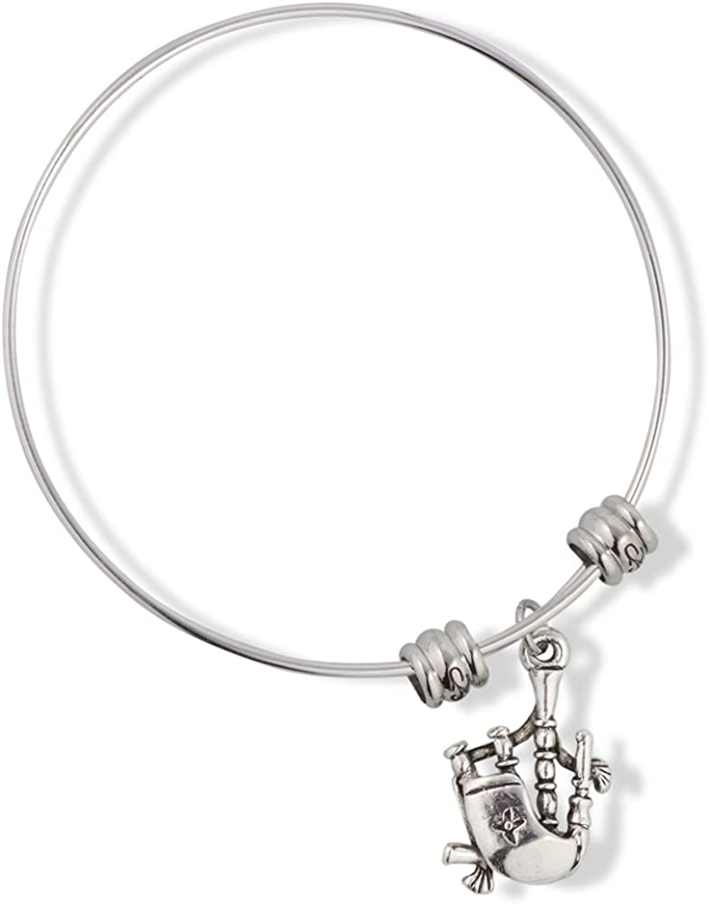 Bag Pipes Scottish Musical Instrument Fancy Charm Bangle-1